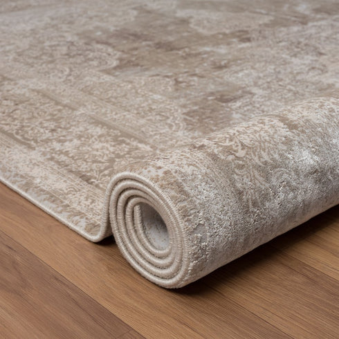 4' X 6' Beige and Gray Medallion Area Rug